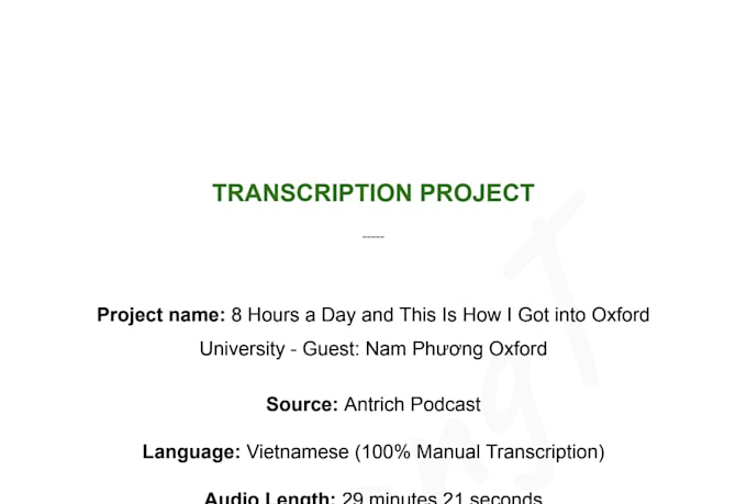 do accurate vietnamese audio or video transcription